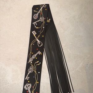 Hermes Les Cles a Pois leather fringes Twilly- MINT CONDITION